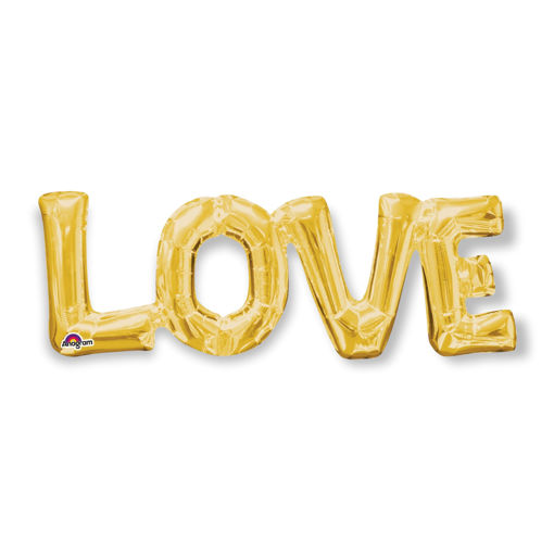 Picture of GOLD PHRASE LOVE FOIL BALLOON - 63CM X 22 CM